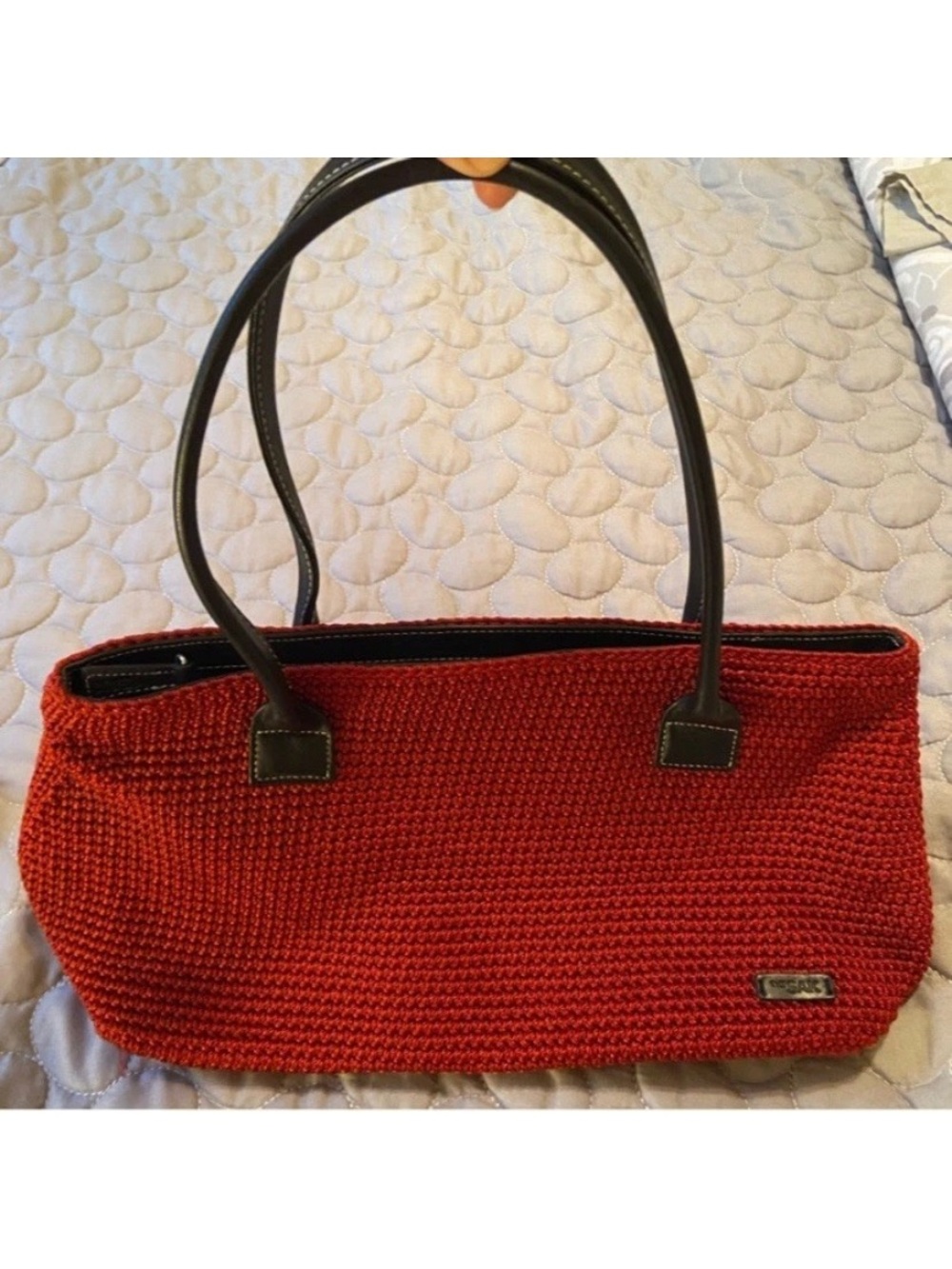 The Sak by Elliott Lucca in Red Crochet Shoulder Bag Woven Purse